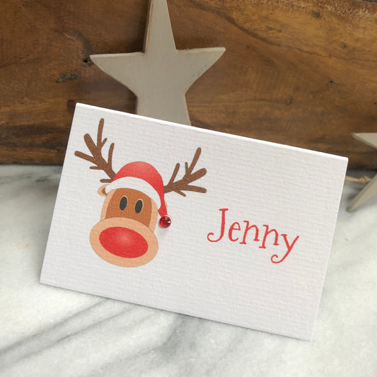 Personalised Christmas Table Name Cards - Rudolph