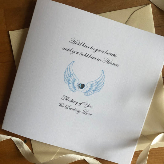 Baby, Child Loss Sympathy Card - Blue Wings - Condolence Card, Bereavement Miscarriage Stillbirth