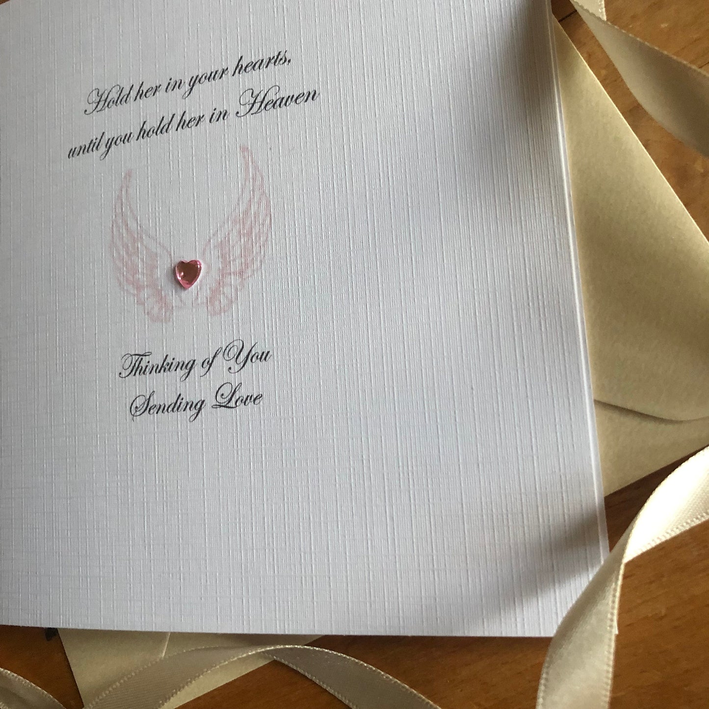 Baby, Child Loss Sympathy Card - Pink Angel Wings - Condolence Card, Thinking of You, Miscarriage Stillbirth