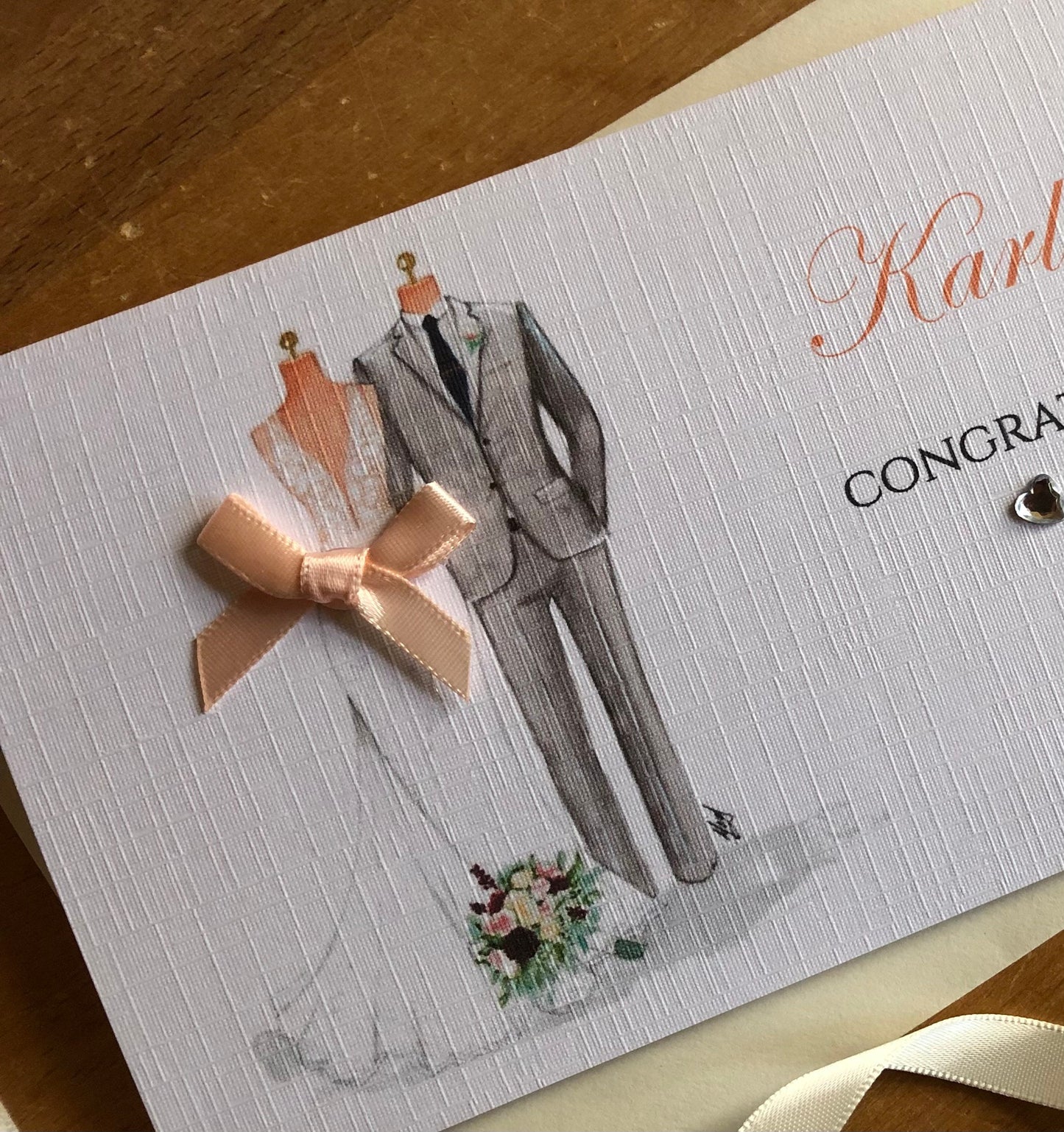 Wedding Day Handmade Personalised Money / Gift Wallet - Bride & Groom