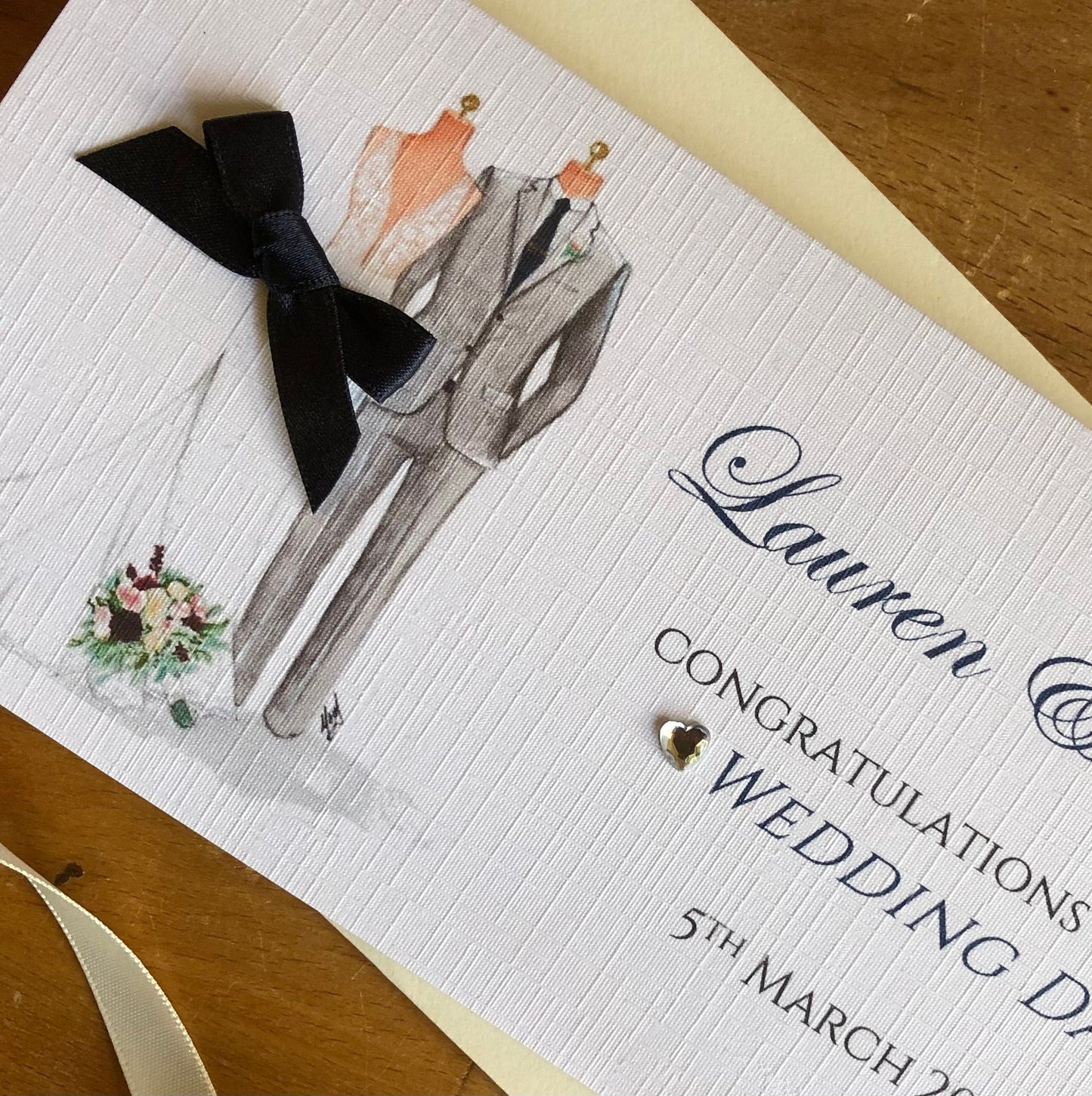 Wedding Day Handmade Personalised Money / Gift Wallet - Bride & Groom