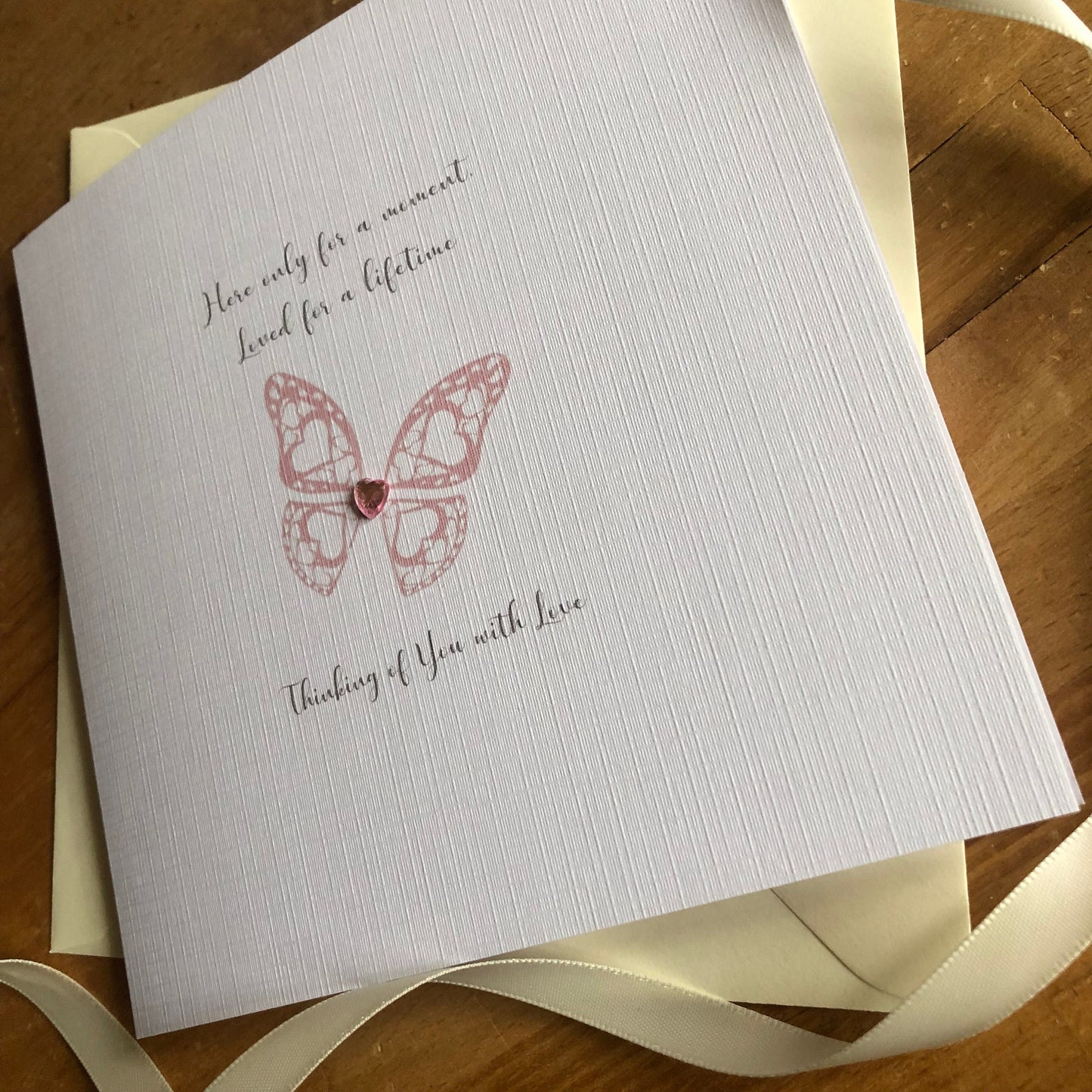 Personalised Pink Heart Butterfly Miscarriage, Baby Loss Sympathy, Condolence, Thinking of You, Stillbirth