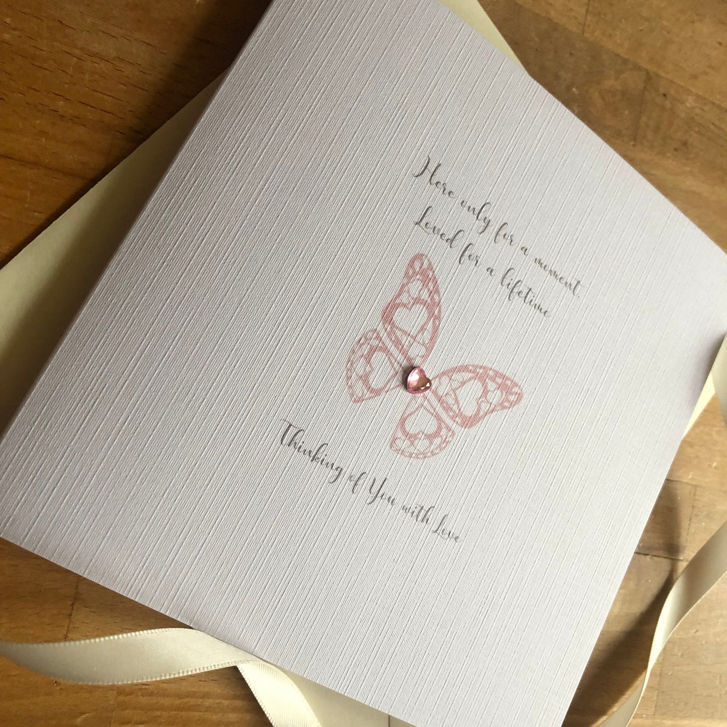 Personalised Pink Heart Butterfly Miscarriage, Baby Loss Sympathy, Condolence, Thinking of You, Stillbirth