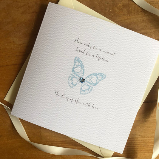 Personalised Blue Butterfly Miscarriage, Baby Loss Sympathy, Condolence, Thinking of You, Stillbirth