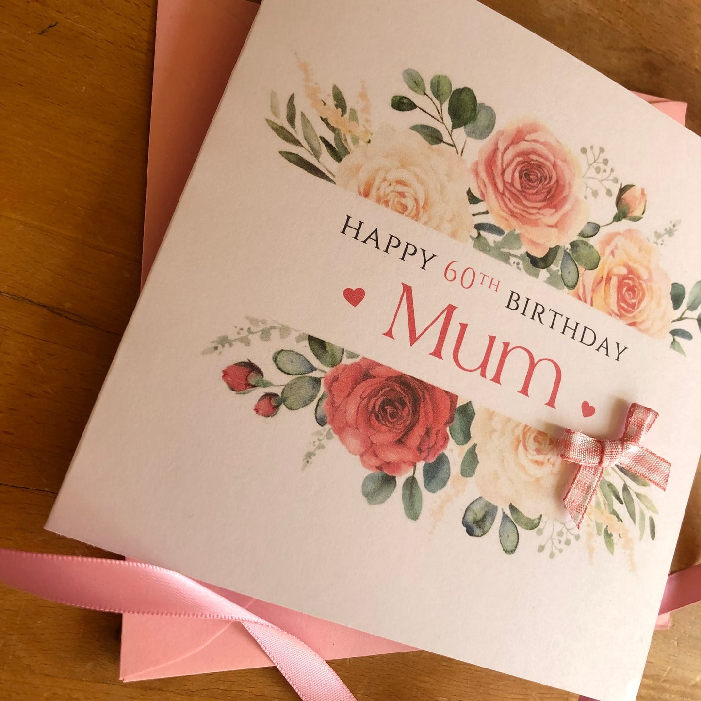 Personalised Birthday Card - Rose Frame with Bow