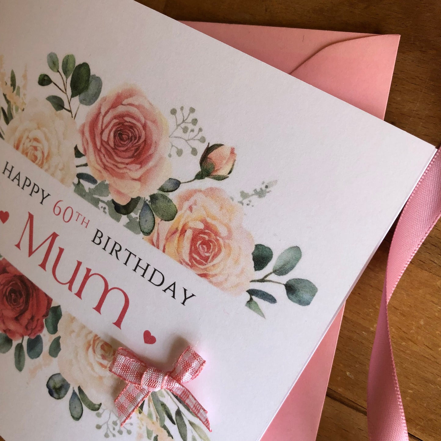 Personalised Birthday Card - Rose Frame with Bow