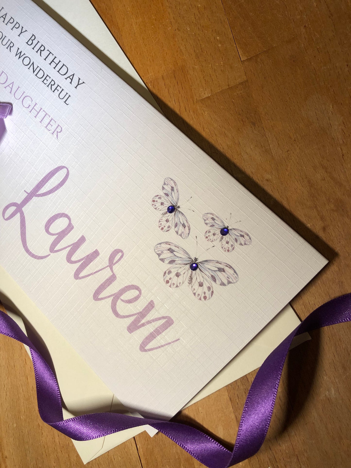 Birthday Money / Gift Voucher Wallet - Personalised - Lilac Butterflies