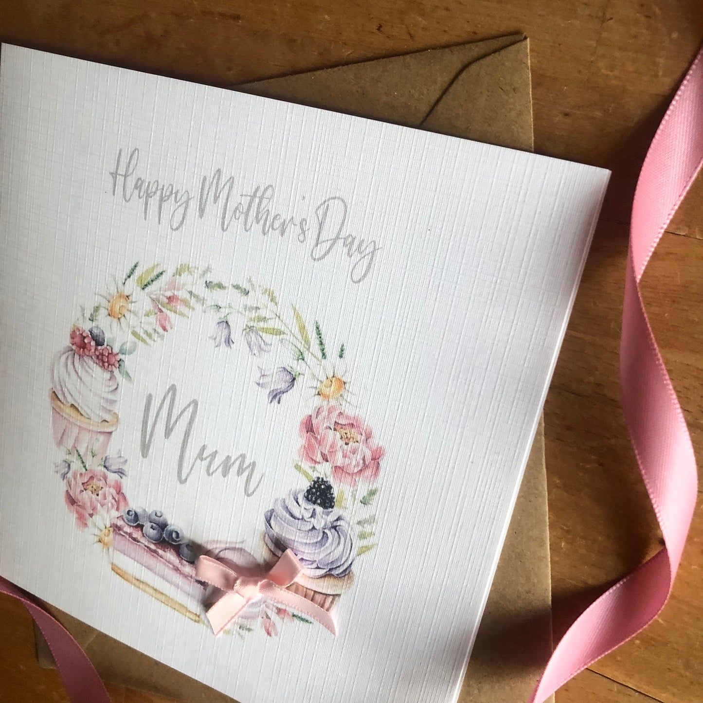 Personalised Mother's Day Card - Floral Cake Wreath - Special Mum, Nan, Carer, Step Mum