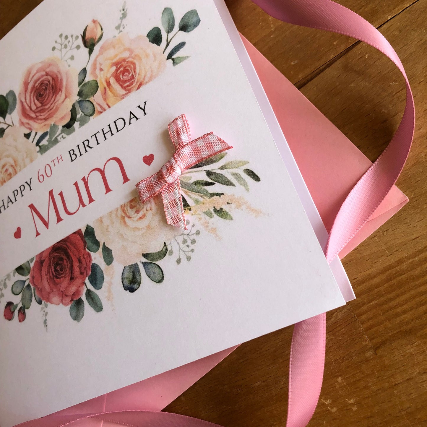 Personalised Birthday Card - Rose Frame with Bow