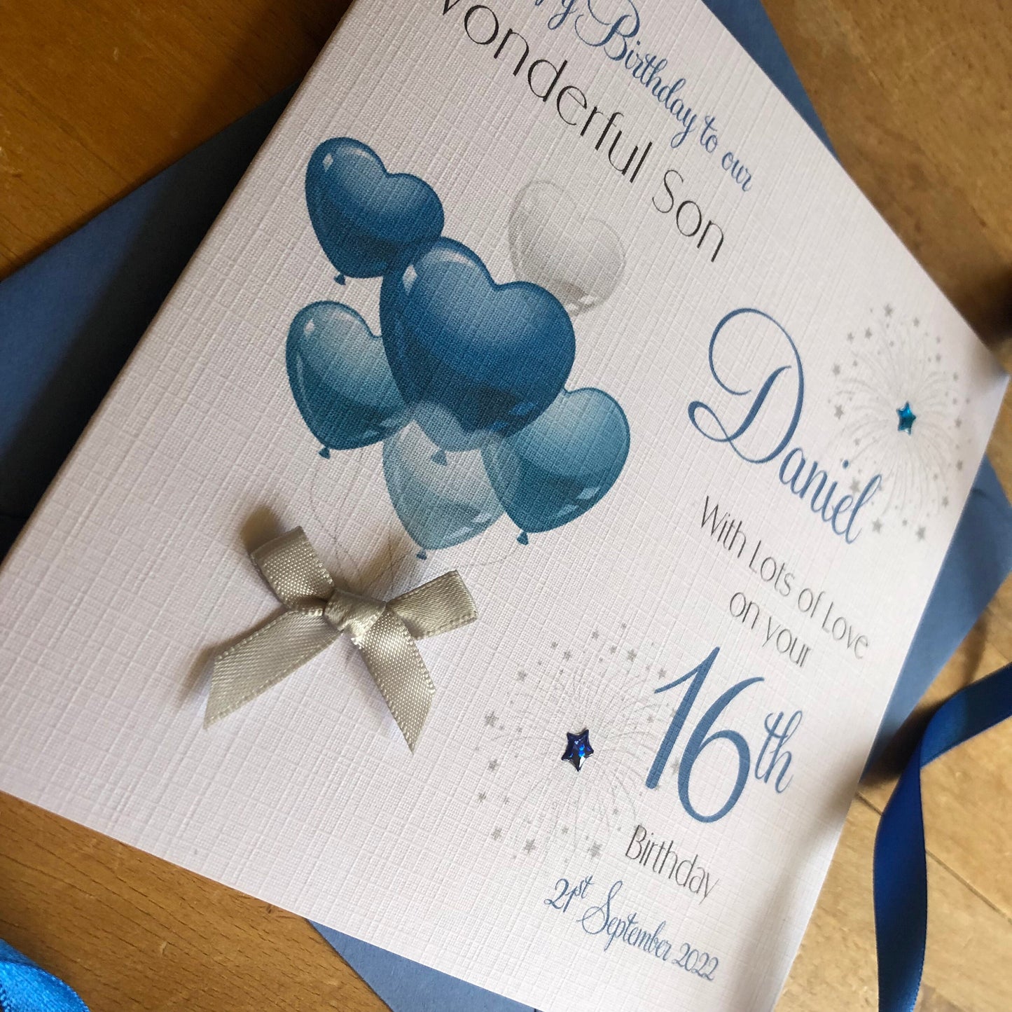 Personalised Birthday Card - Age Card - Balloons & Fireworks - any name / age