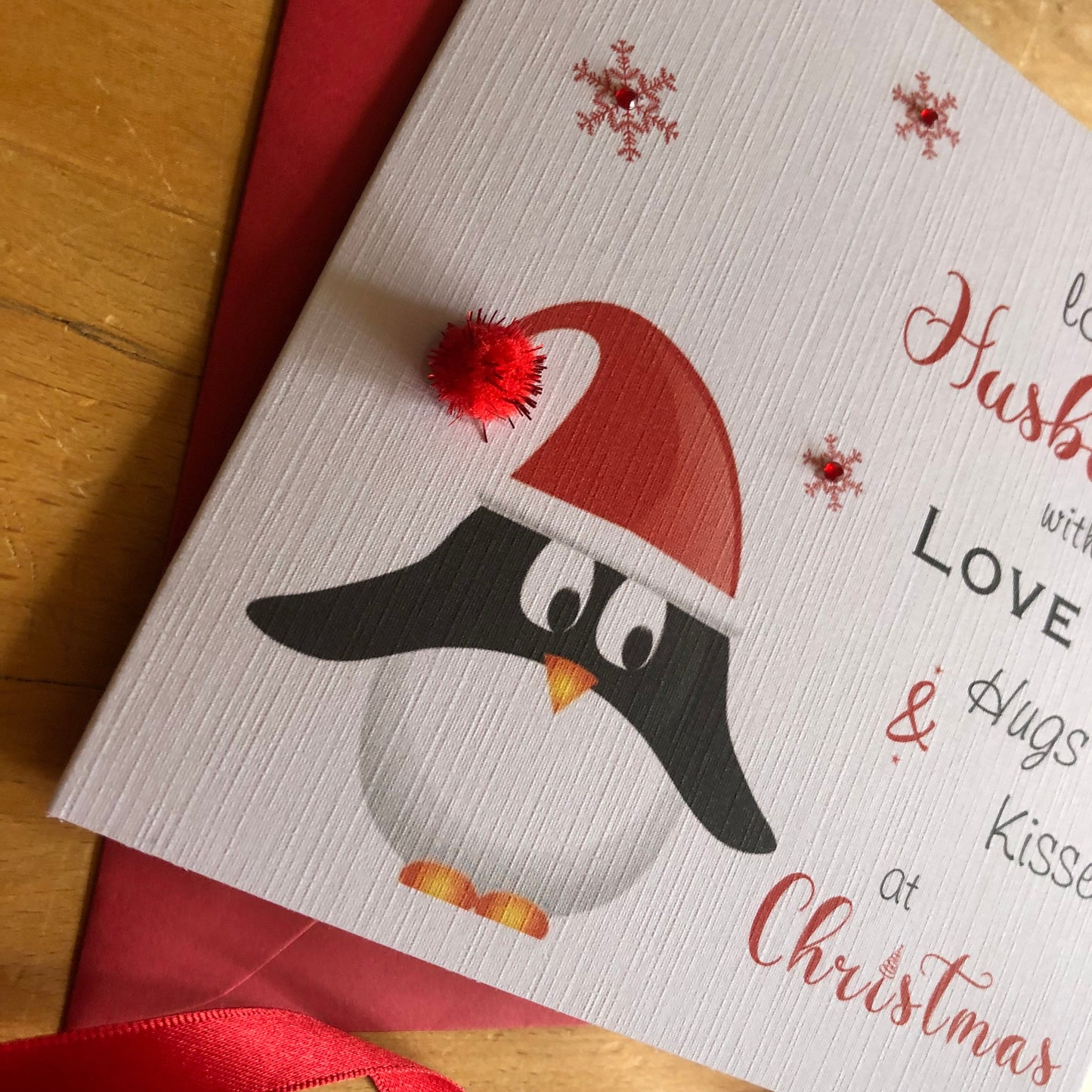 Christmas Card - Handmade Personalised - Christmas Penguin