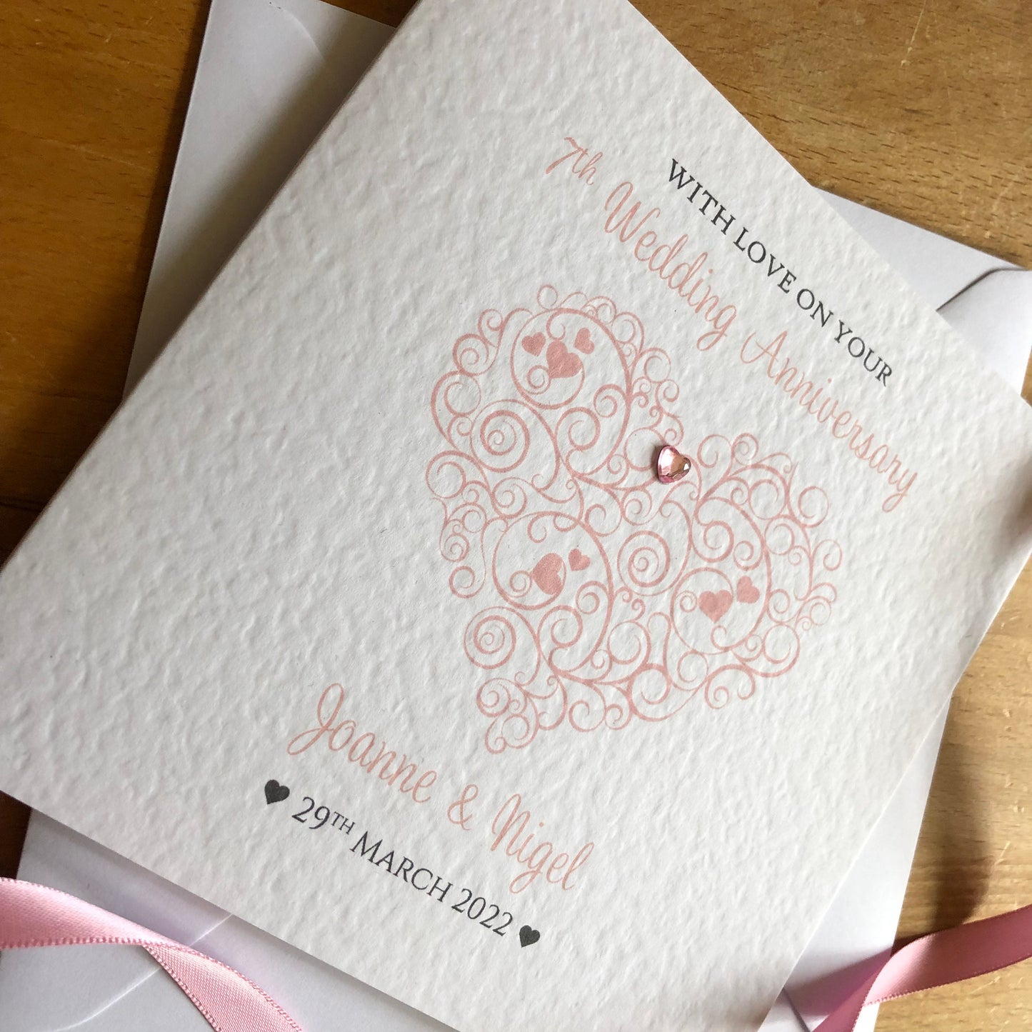 Wedding Anniversary Card - Scroll Heart - Personalised for any anniversary