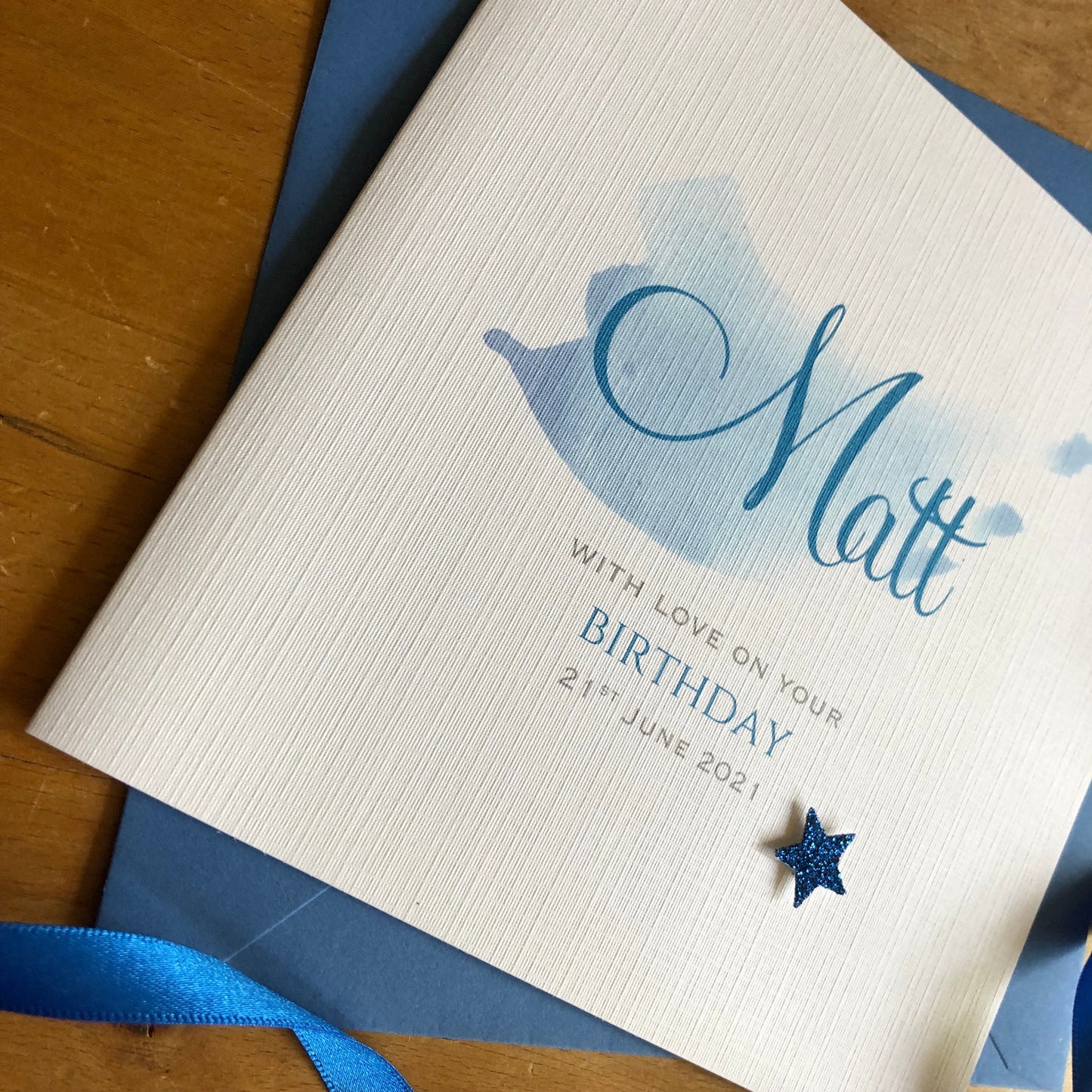 Personalised Birthday Card - Watercolour Glitter Star
