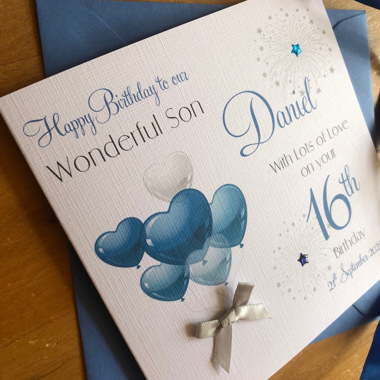 Personalised Birthday Card - Age Card - Balloons & Fireworks - any name / age