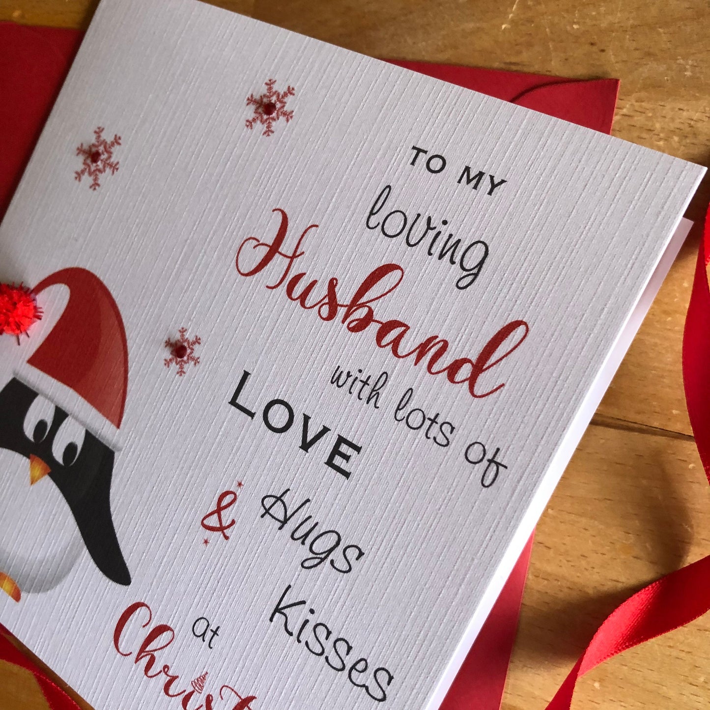 Christmas Card - Handmade Personalised - Christmas Penguin