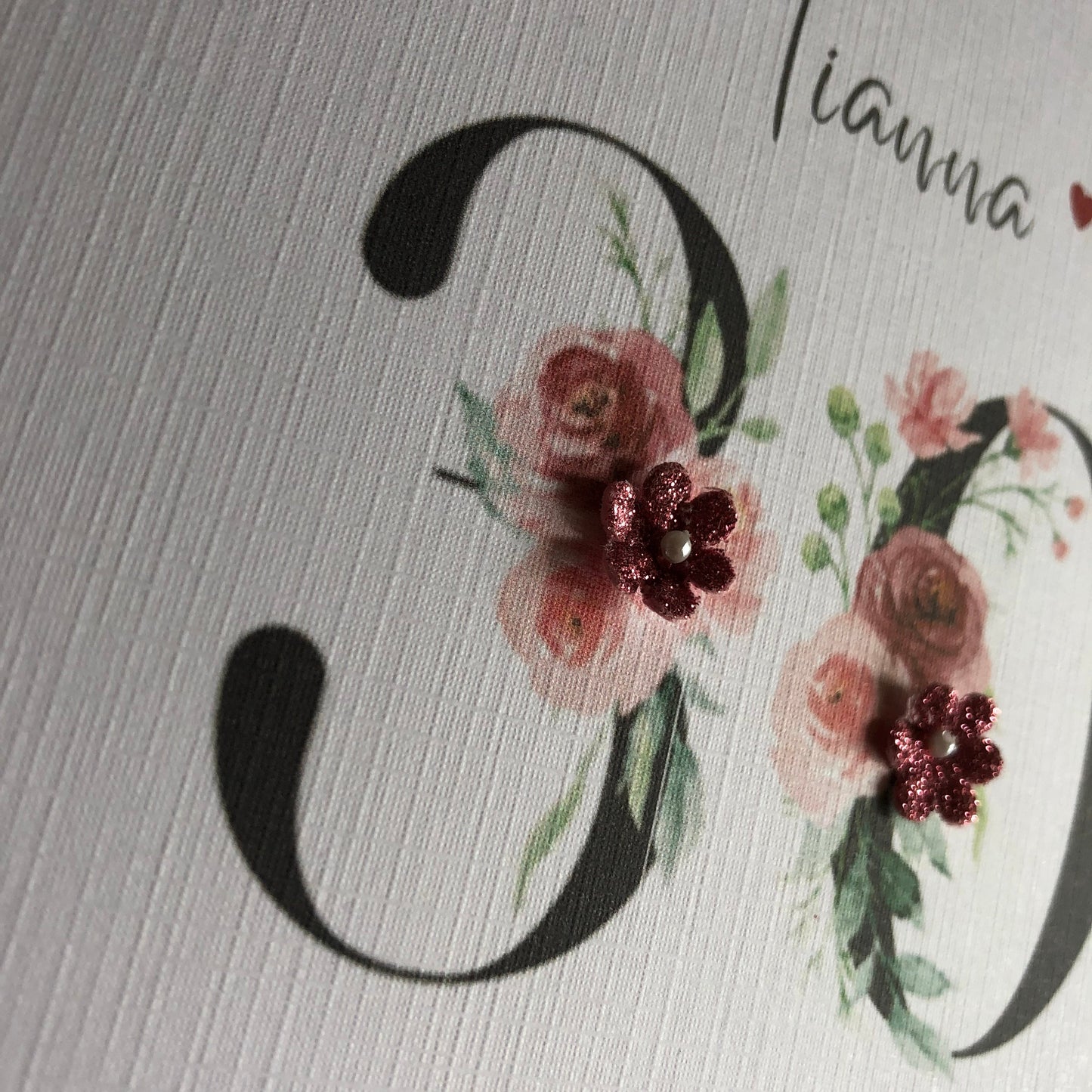 Personalised Birthday Card - Black & Dusky Pink Floral Numbers