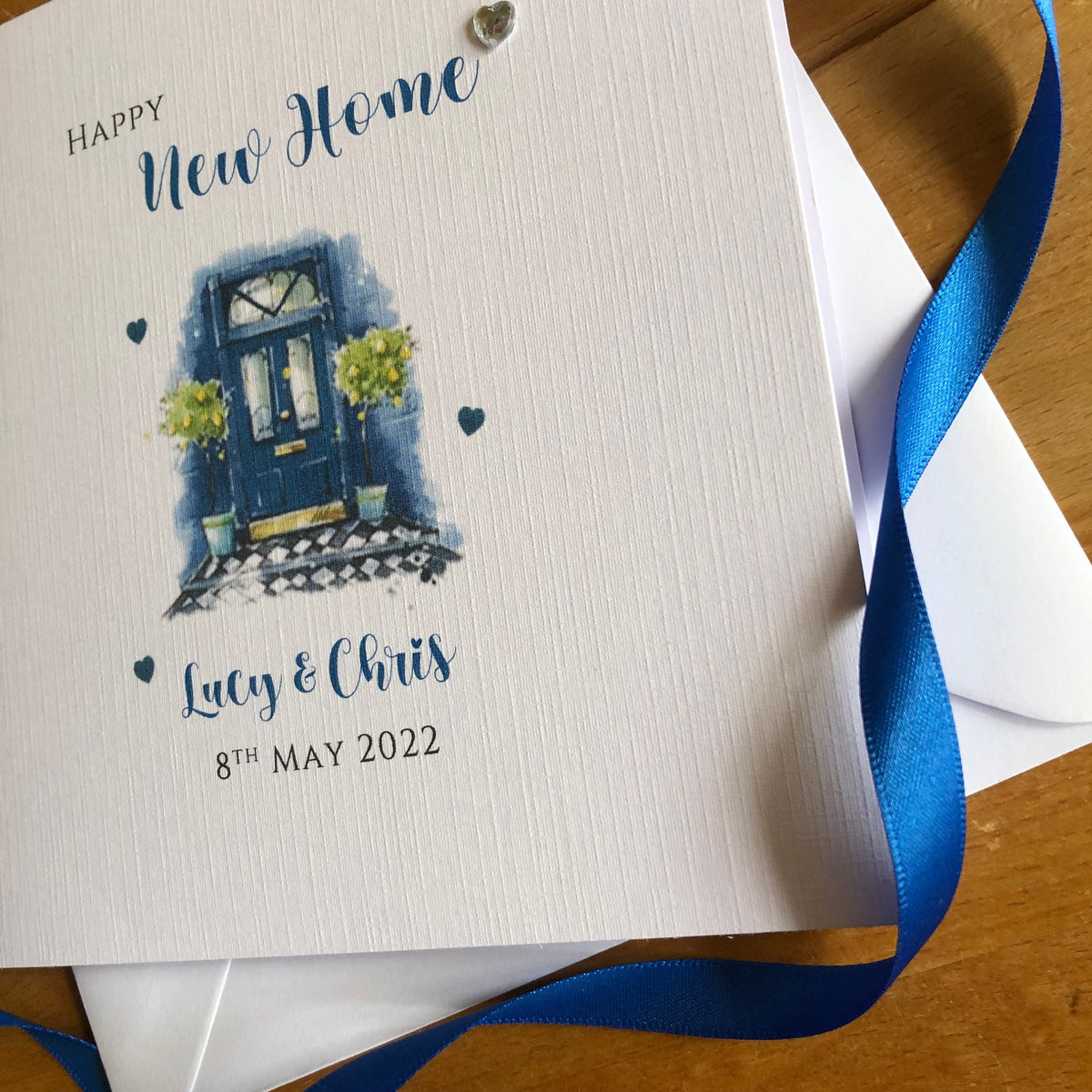 New Home Card - Personalised Blue Door New Home, First House, House Keys, Housewarming Card