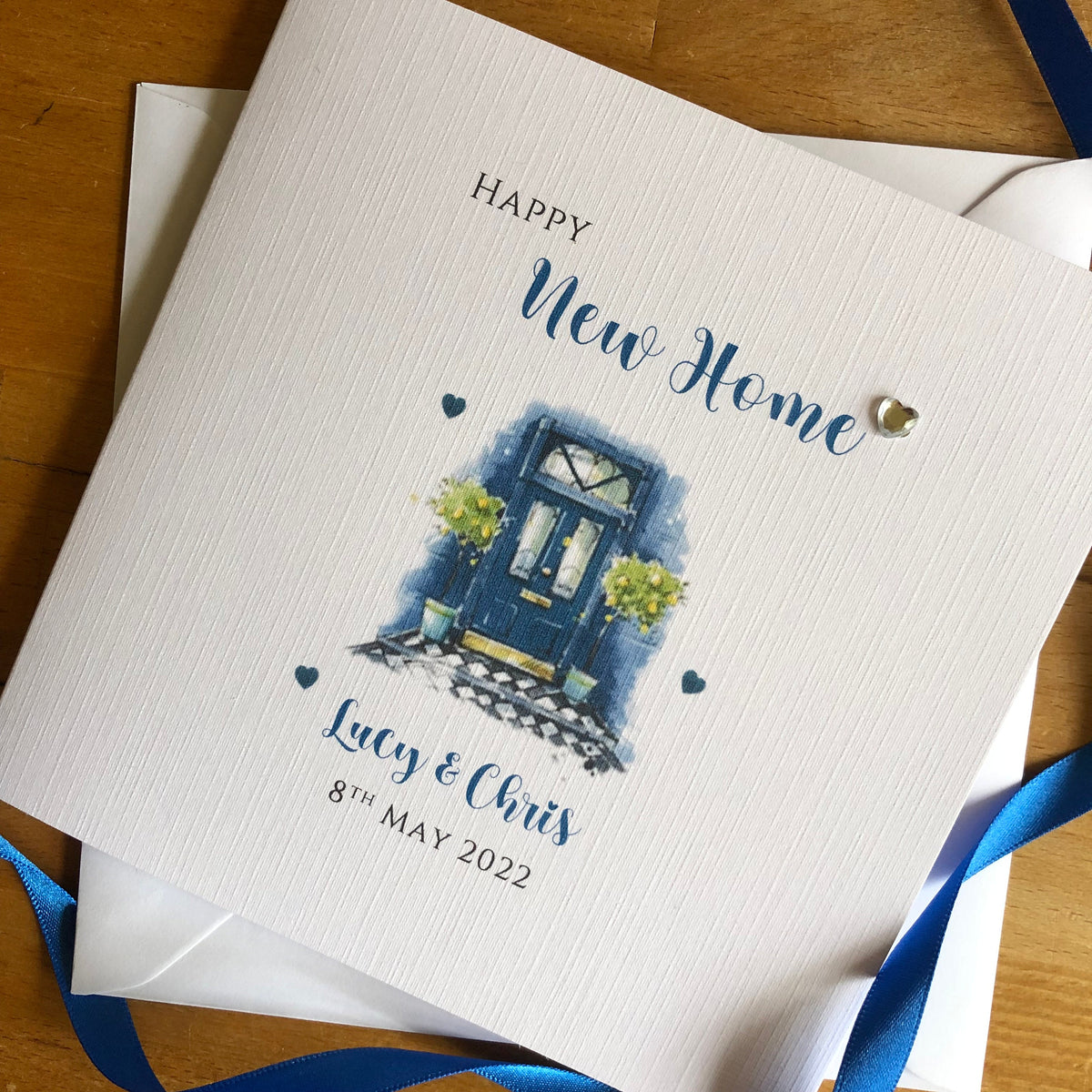 New Home Card - Personalised Blue Door New Home, First House, House Keys, Housewarming Card