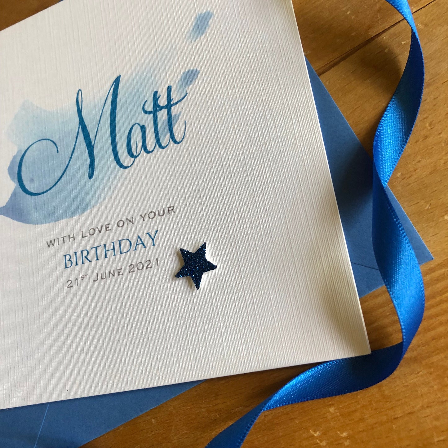 Personalised Birthday Card - Watercolour Glitter Star