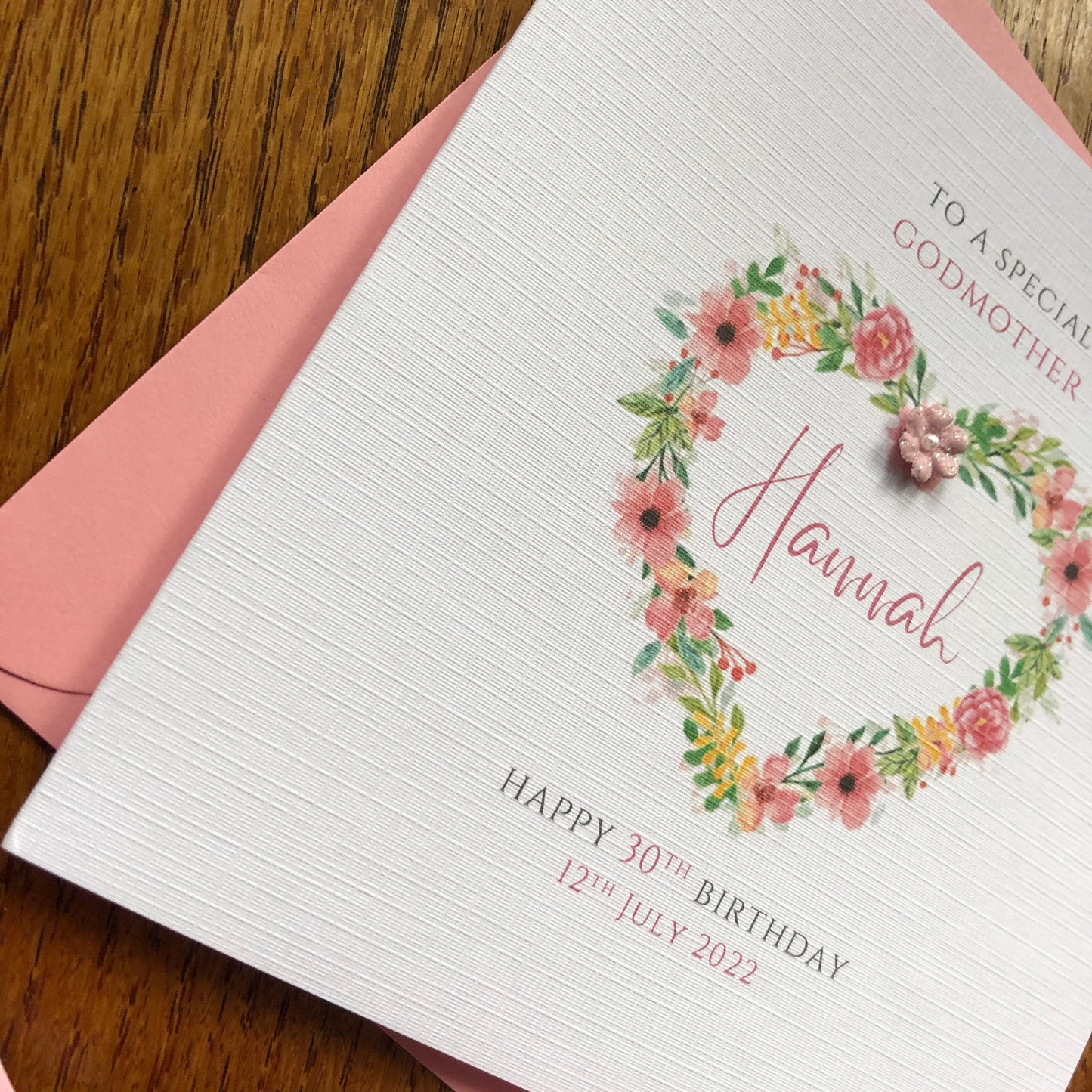 Personalised Birthday Card - Rose Gold Floral Heart