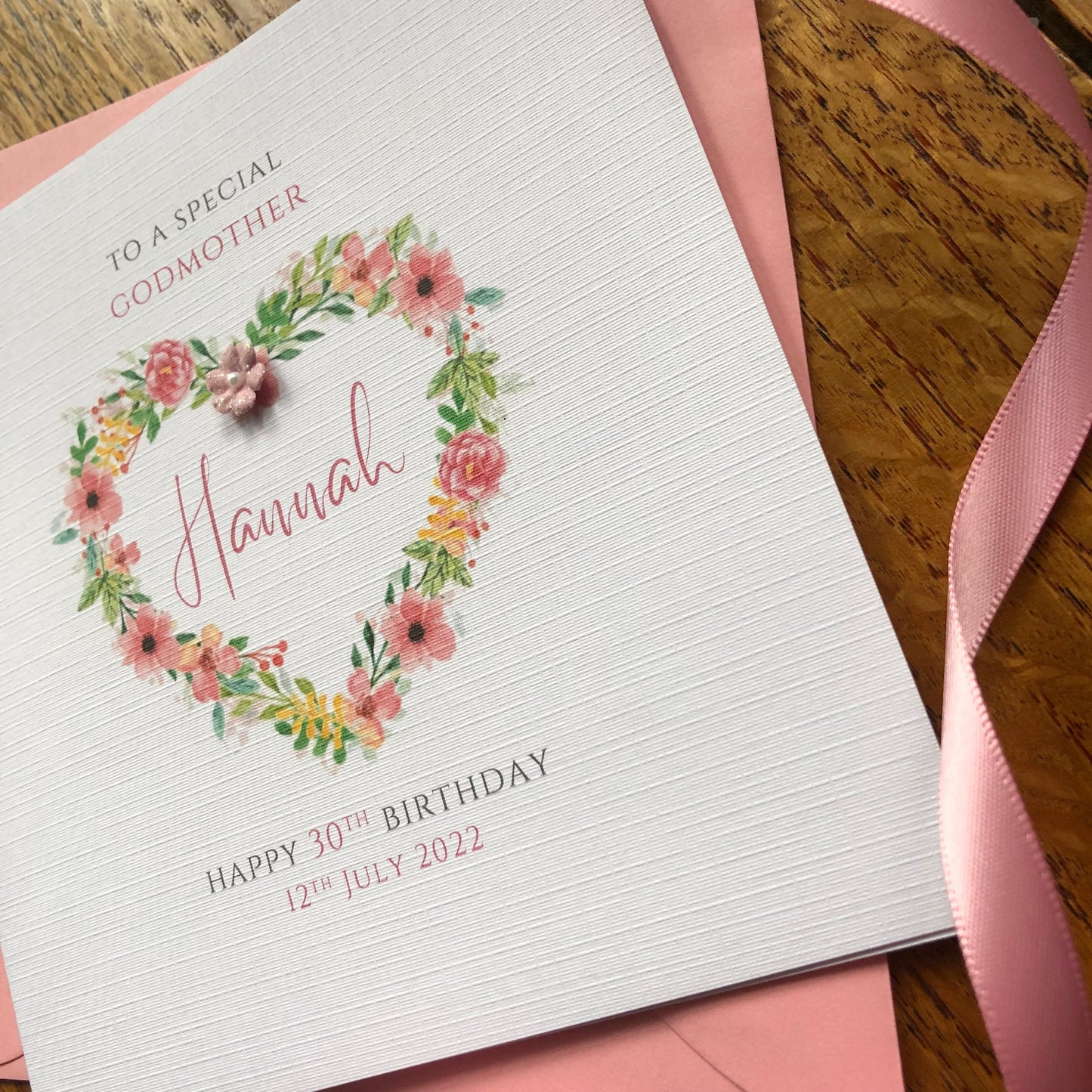 Personalised Birthday Card - Rose Gold Floral Heart