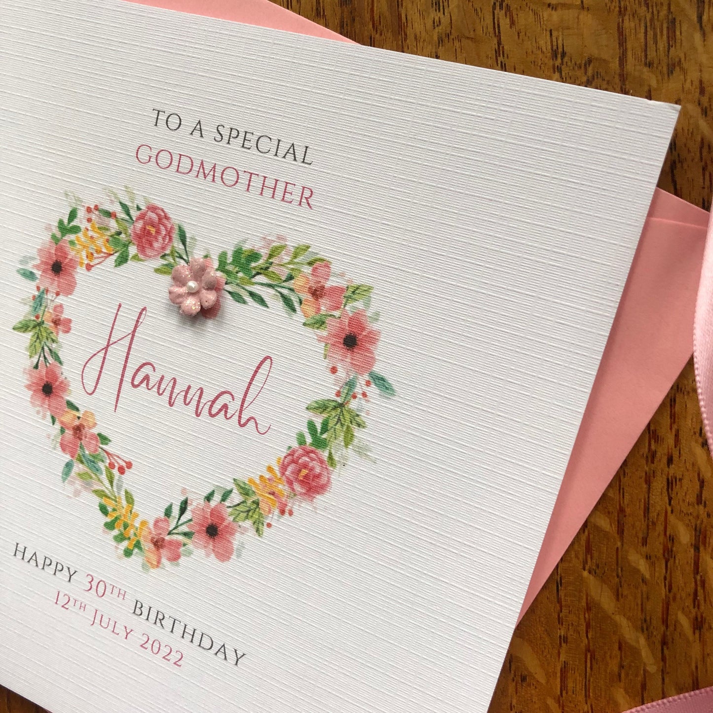 Personalised Birthday Card - Rose Gold Floral Heart