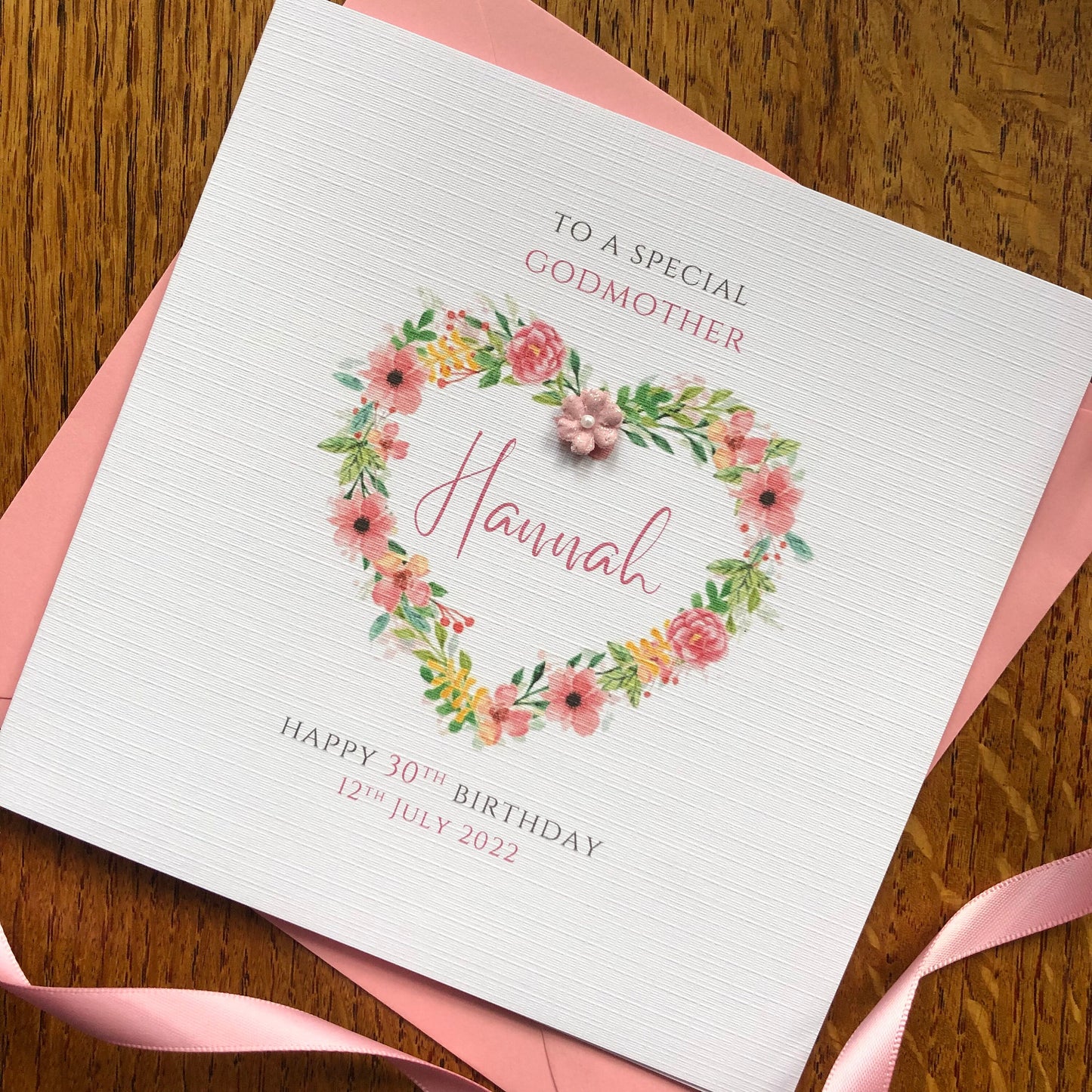 Personalised Birthday Card - Rose Gold Floral Heart