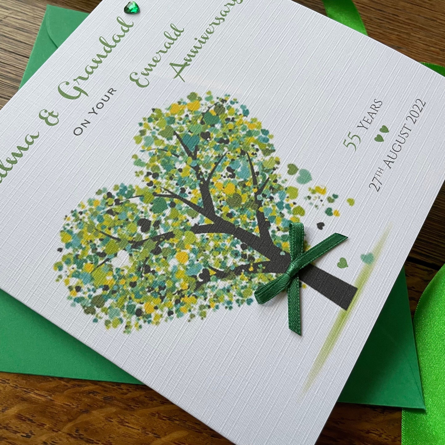 Emerald 55th Wedding Anniversary Card, Emerald Tree Personalised Card