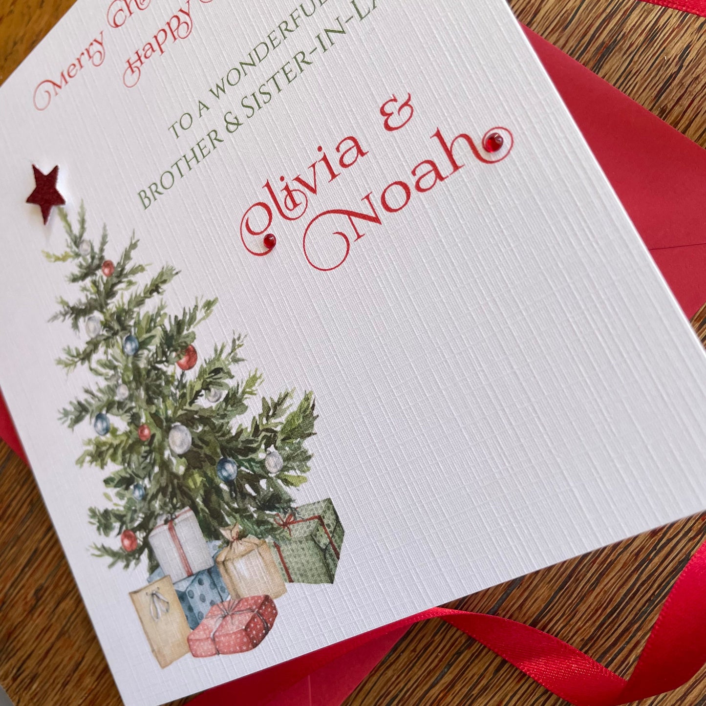 Personalised Christmas Card - Christmas Tree with Glitter Star