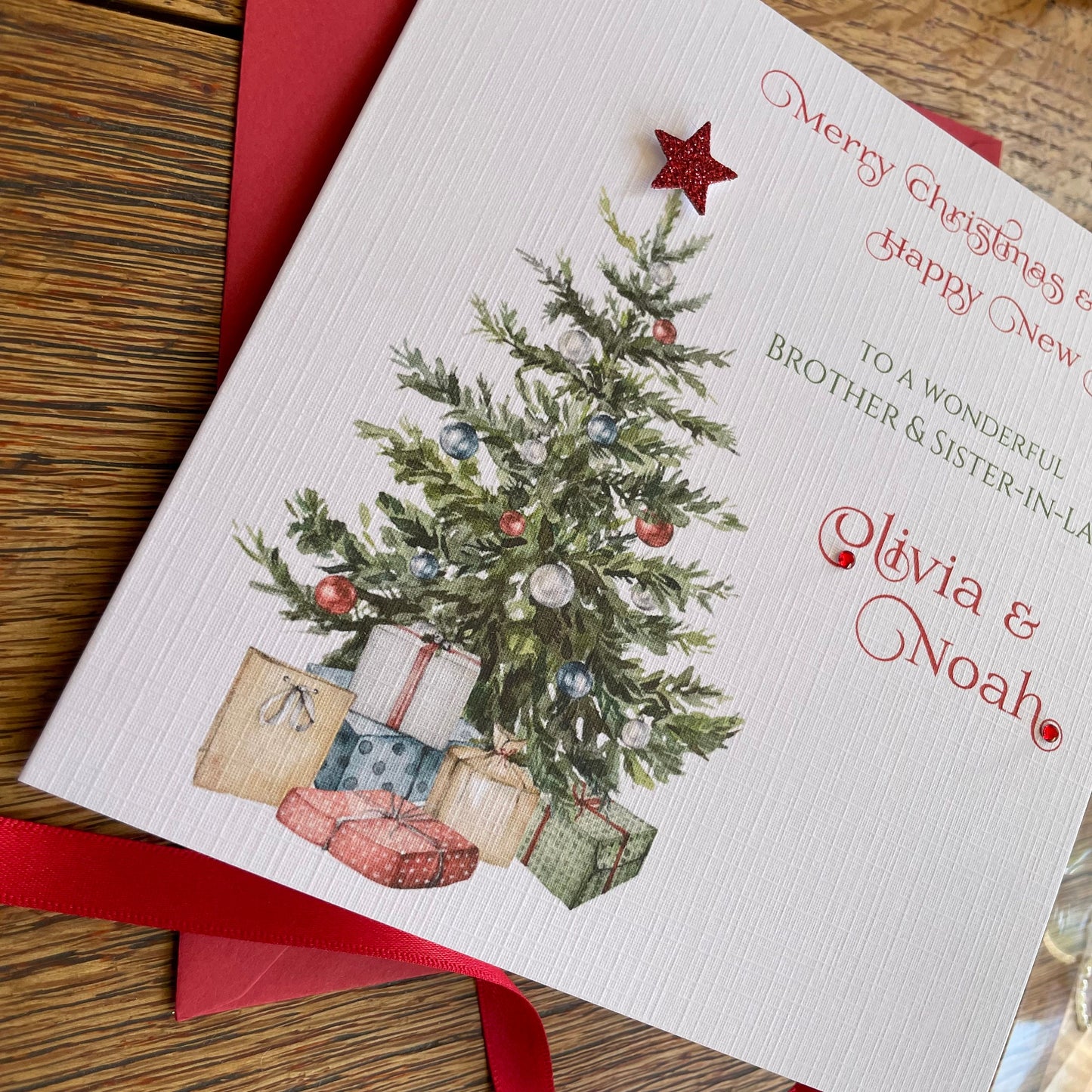 Personalised Christmas Card - Christmas Tree with Glitter Star
