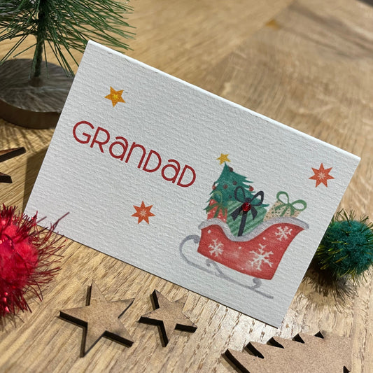 Personalised Christmas Table Name Cards - Sleigh and Gifts - Table Setting Cards