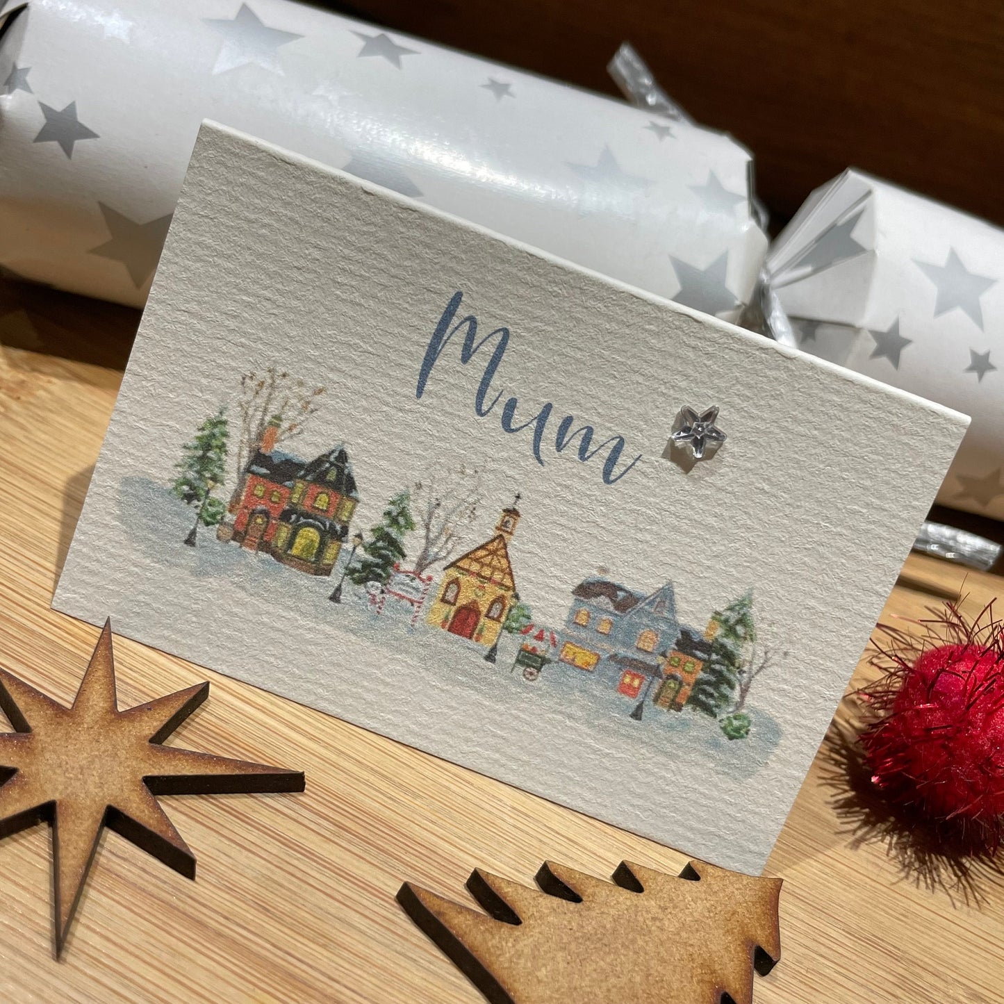 Personalised Christmas Table Name Cards - Christmas Village