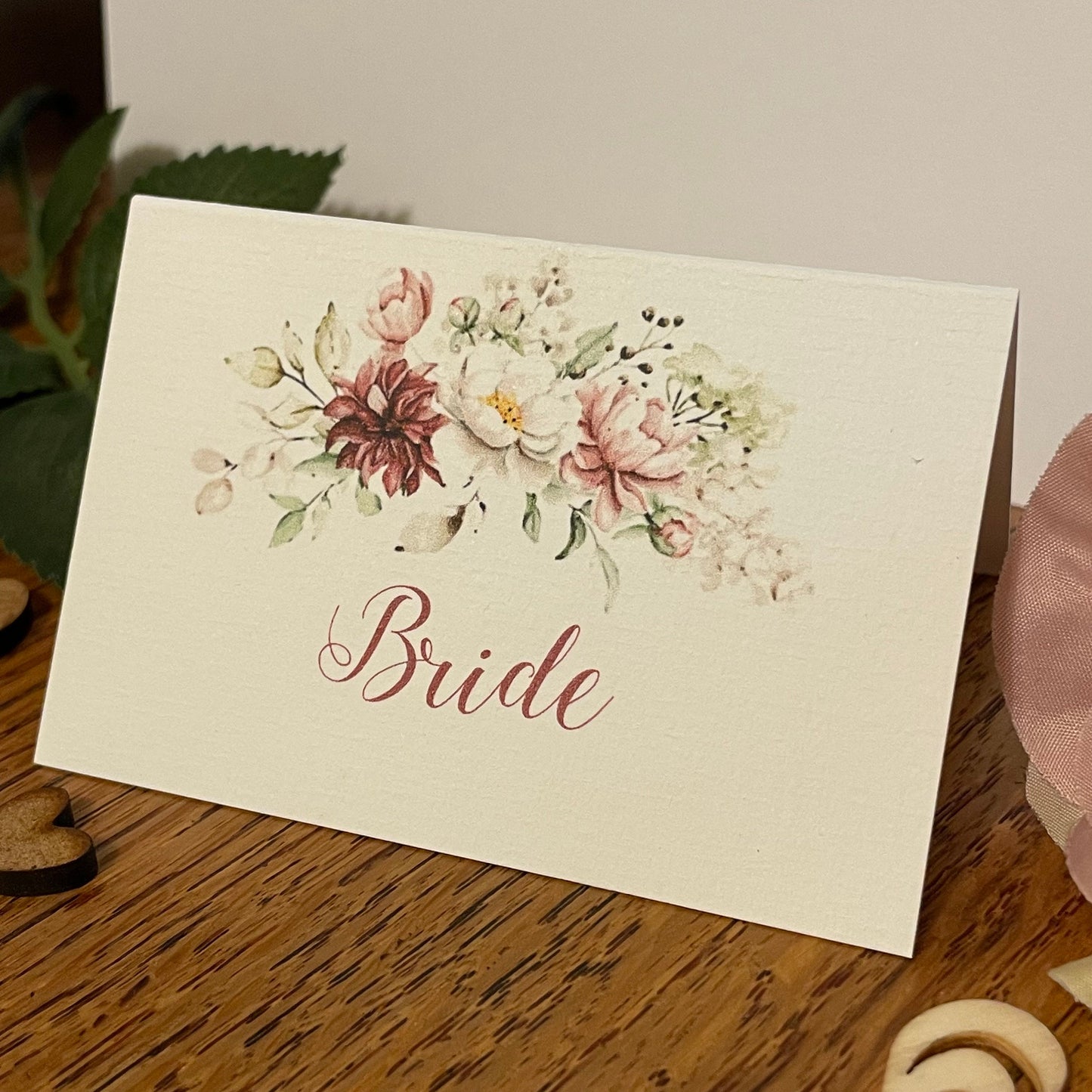 Personalised Wedding Table Name Cards - Wild Flowers Place Card - Table Setting Cards, Wedding Place Cards