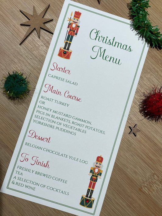 Personalised Christmas Table Menu Cards - Nutcracker - Table Setting Cards, Menu Cards