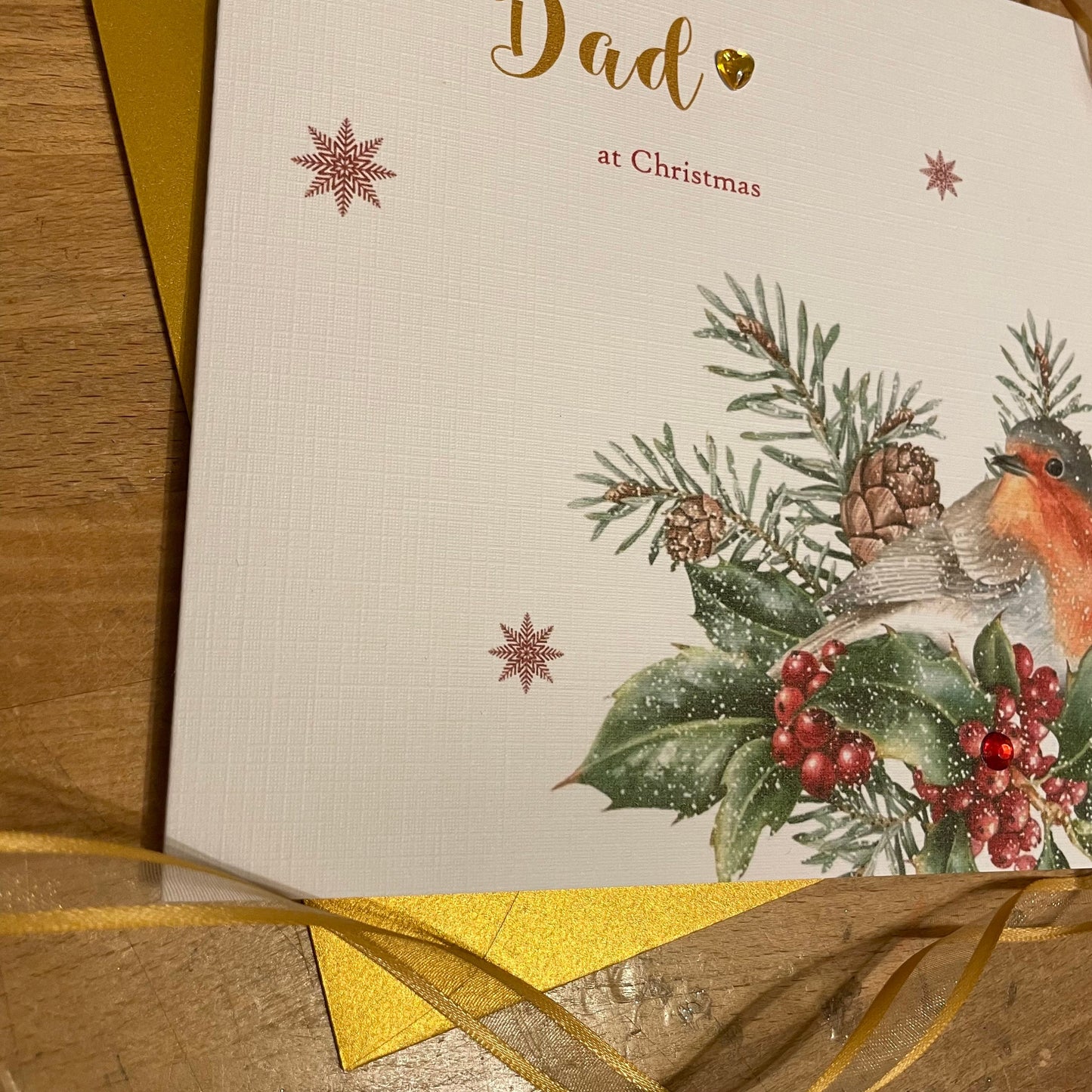 Robin Christmas Card - Personalised - Christmas Robin and Snowflakes - any name