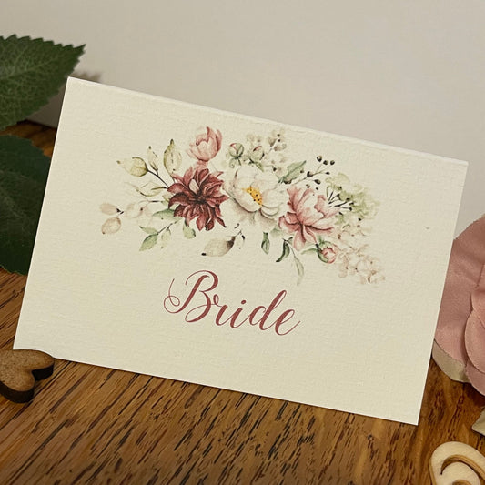 Personalised Wedding Table Name Cards - Wild Flowers Place Card - Table Setting Cards, Wedding Place Cards