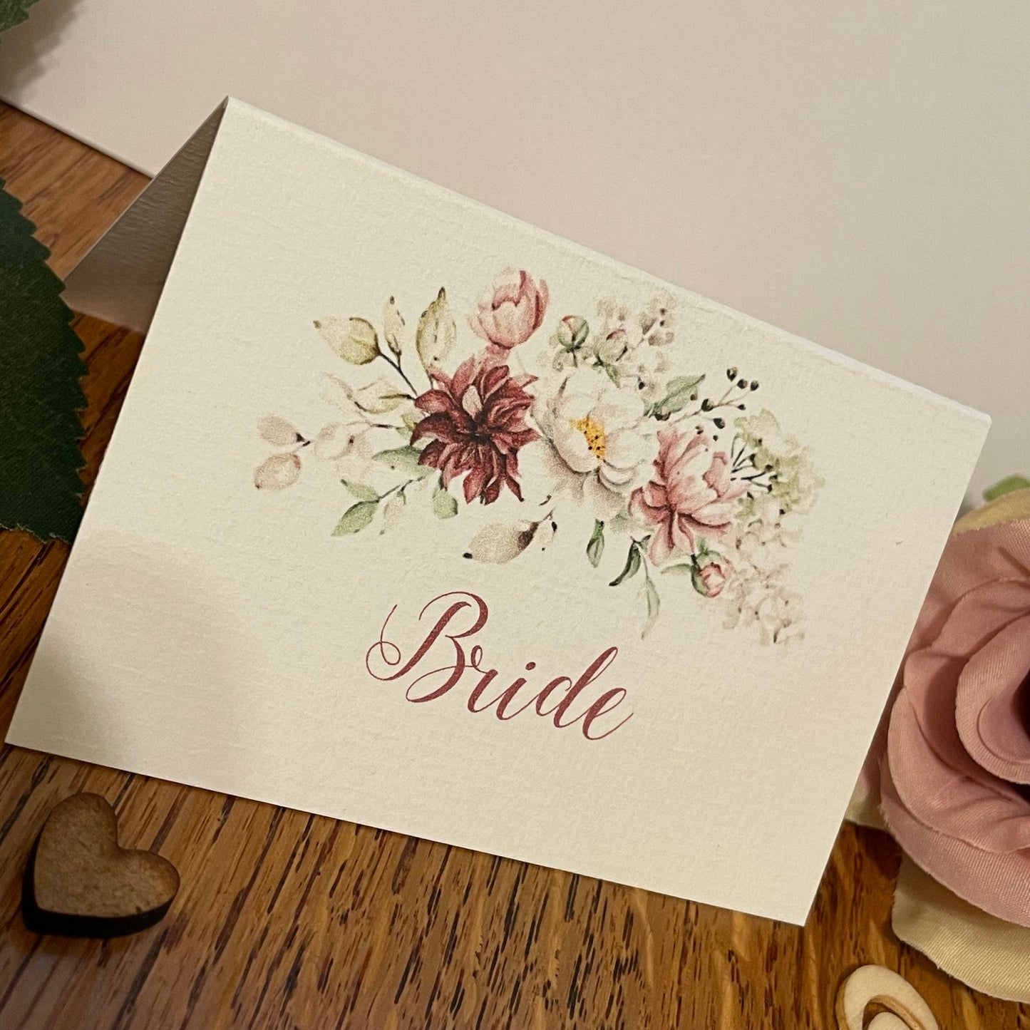 Personalised Wedding Table Name Cards - Wild Flowers Place Card - Table Setting Cards, Wedding Place Cards