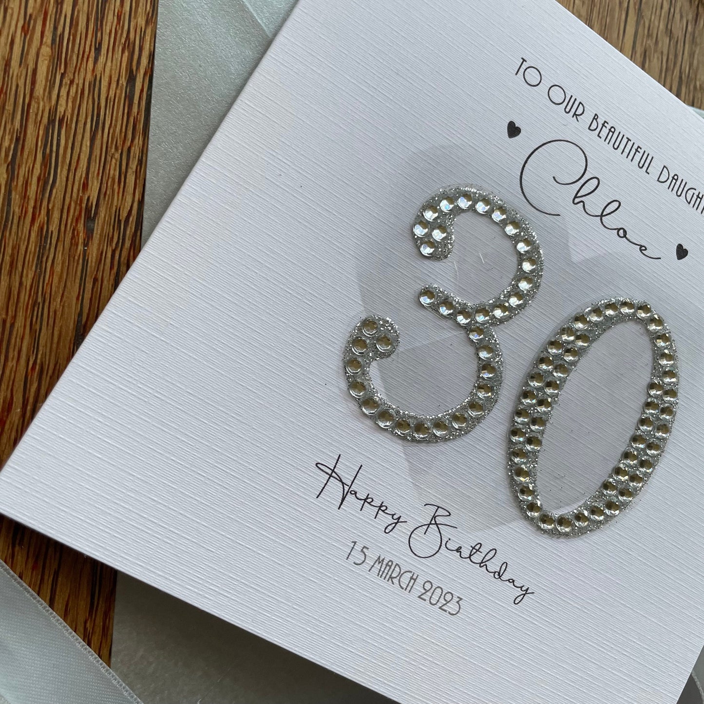 Personalised Birthday Card - Large Diamante & Glitter Numbers