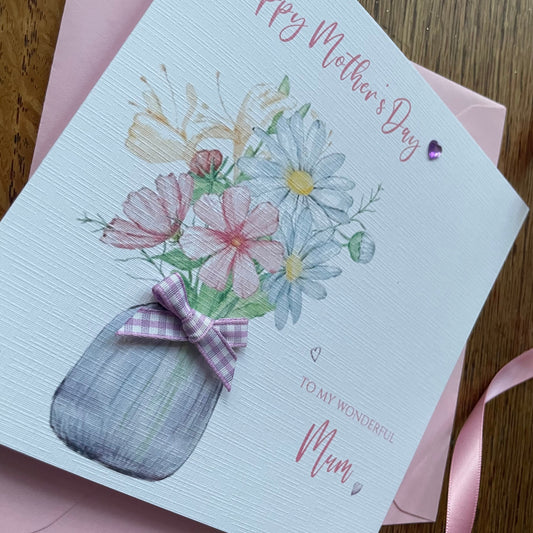 Personalised Mother's Day Card - Lilac Flower Vase - Mum, Nan, Special Person